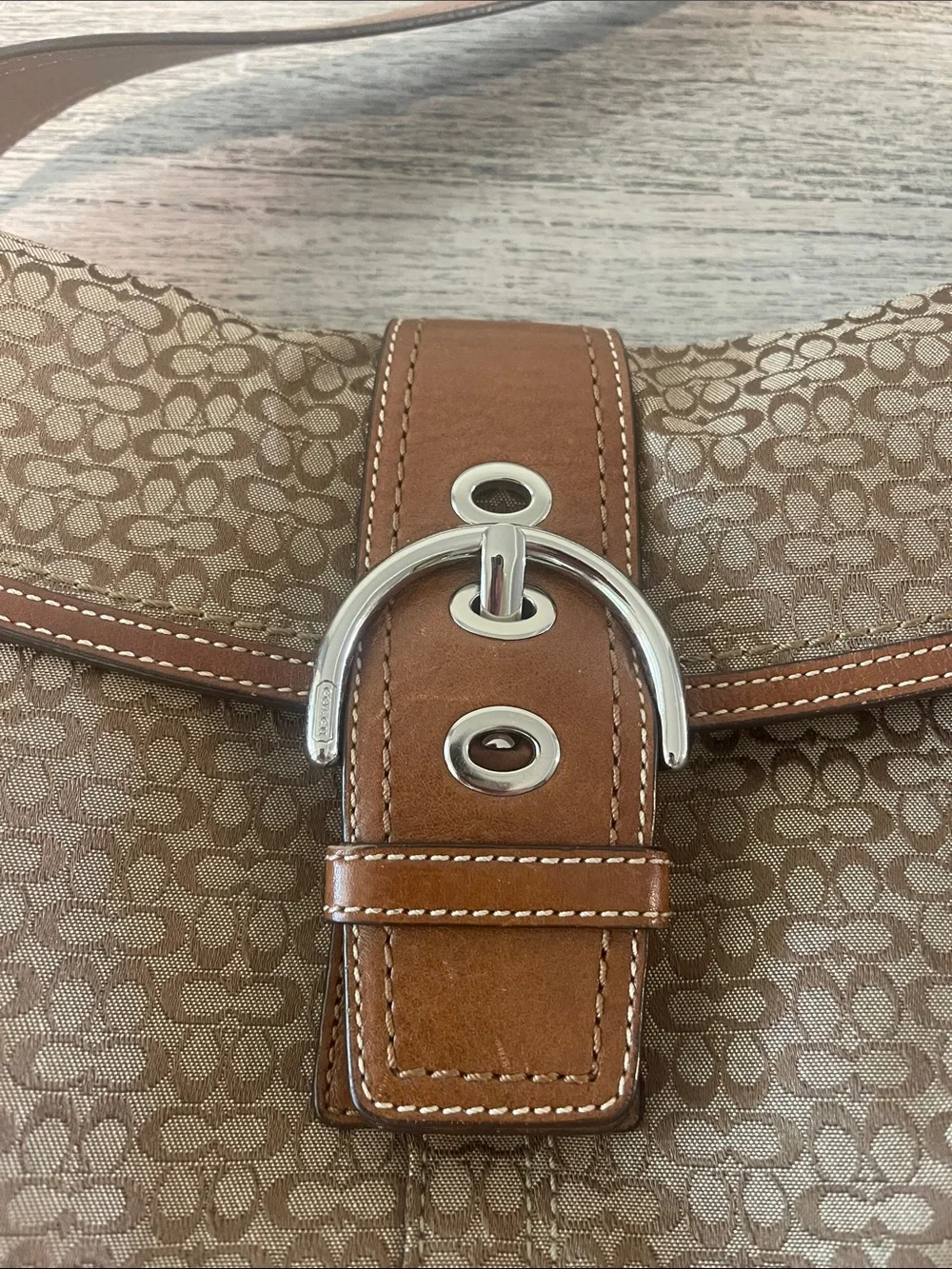 COACH Y2K F12309 Beige Signature C Soho Shoulder Bag